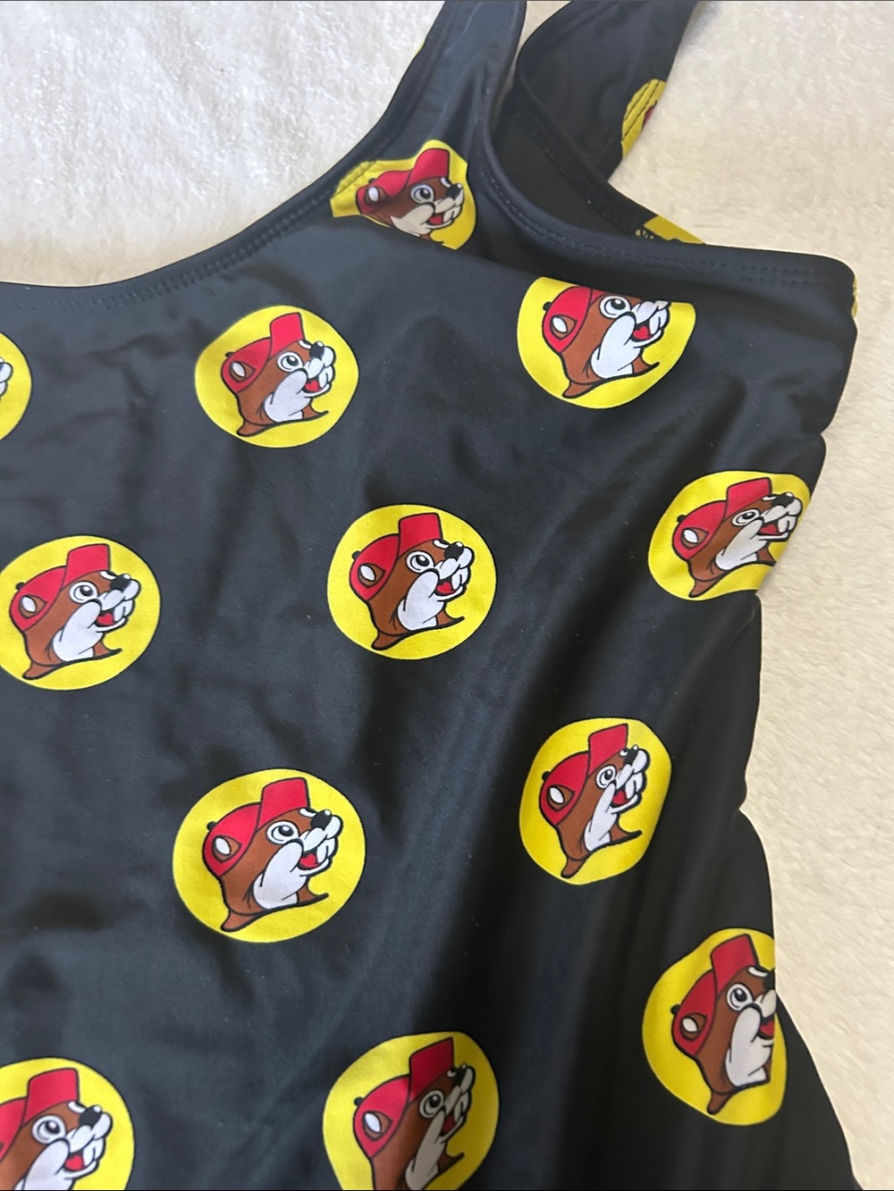 Women’s Black Buccee’s Swim One-Piece with Red & Yellow Beaver Print-XL - Picture 6 of 10